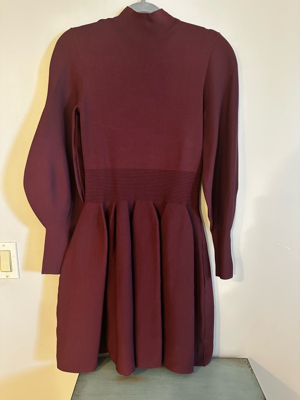 Ted Baker Burgundy High-Neck Fit & Flare Mini Dress - Picture 2 of 12